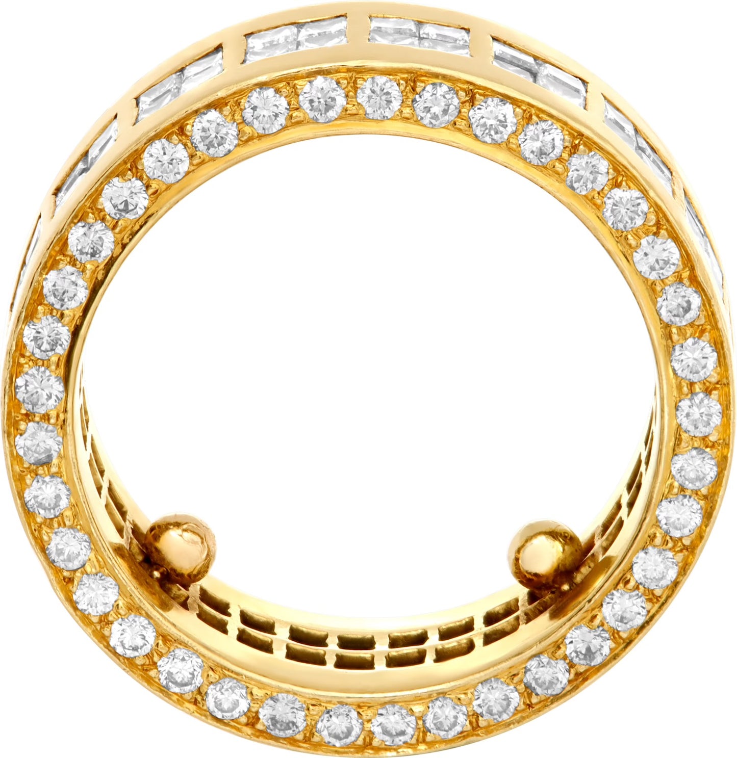 Wide band in 18k yellow gold with approximately 2.16 carats in diamonds
