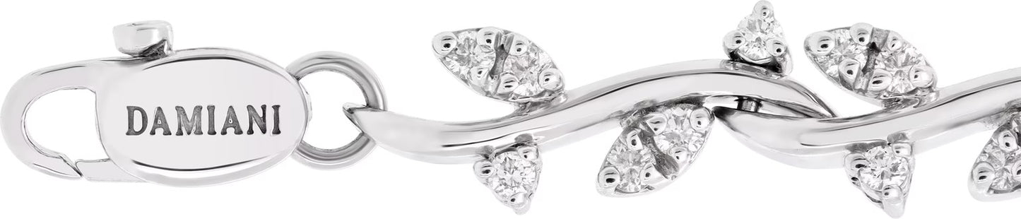 Damiani leaf petal trail diamond bracelet in 18k white gold