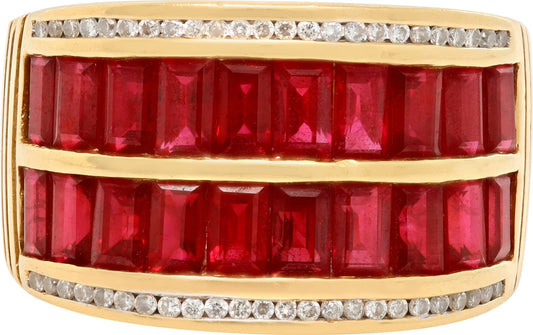 Ruby & Diamonds ring in 18K Yellow gold. approx. 2.00 carats rubies