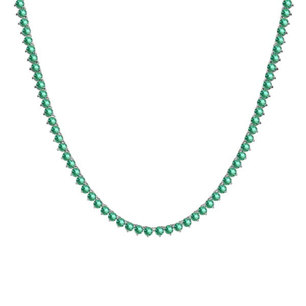 Handmade 14k AAA Emerald Tennis Necklace