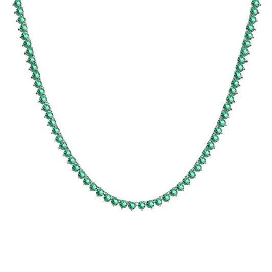 Handmade 14k AAA Emerald Tennis Necklace