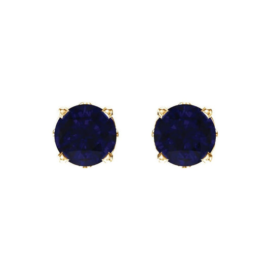 14K Gold Lab-Grown Sapphire 4-Prong Scroll Setting® Stud Earrings