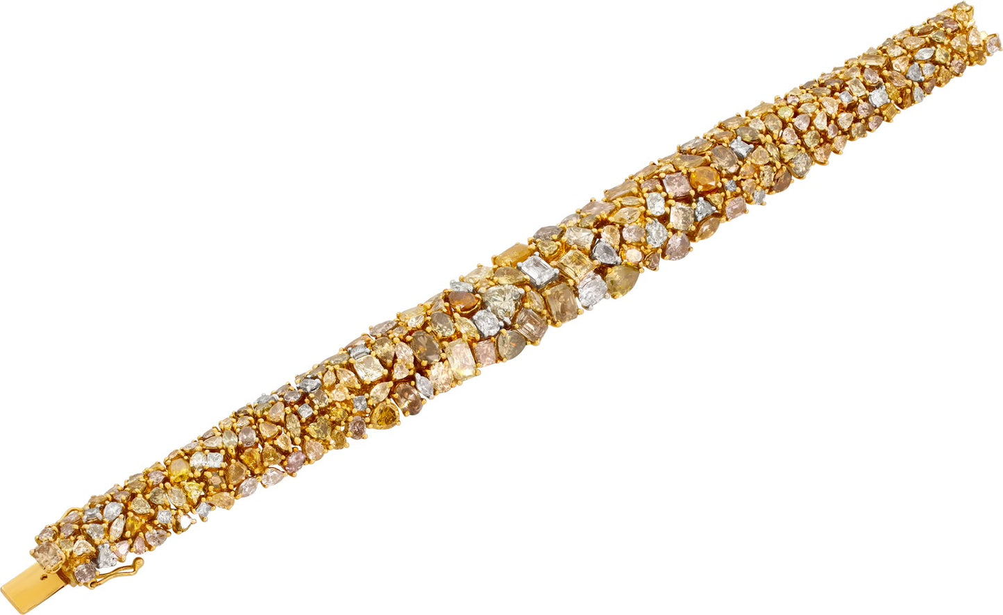 Mosaic yellow diamonds 18k yellow gold bracelet with 30.52 carats