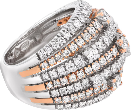 Damiani two-tone diamond ring in 18k rose and white gold