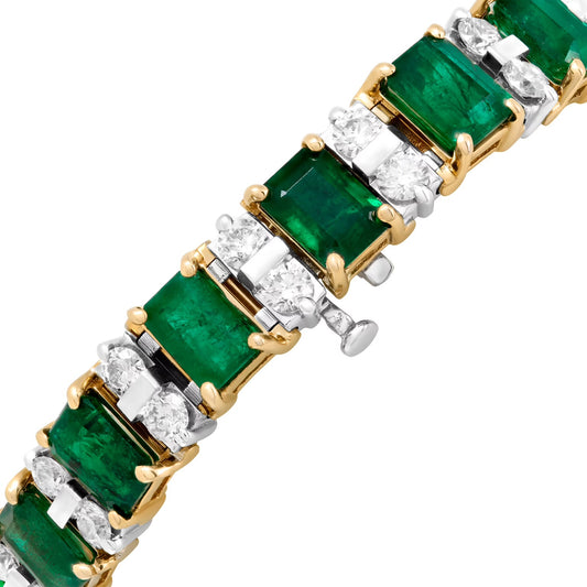 Emerald and Diamond bracelet in 14k white and yellow gold