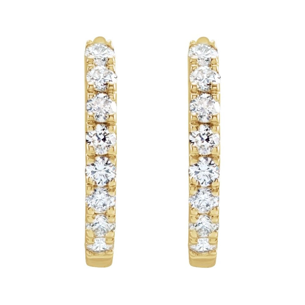 14K Gold 1/5 CTW Lab-Grown Diamond 12 mm Hoop Earrings