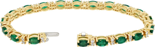 Emerald and Diamond bracelet in 14k yellow gold