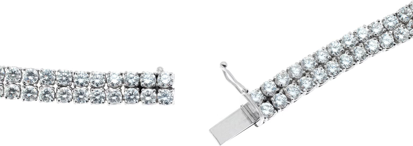 Four strand draping diamond necklace and dangling earring set in 18k white gold