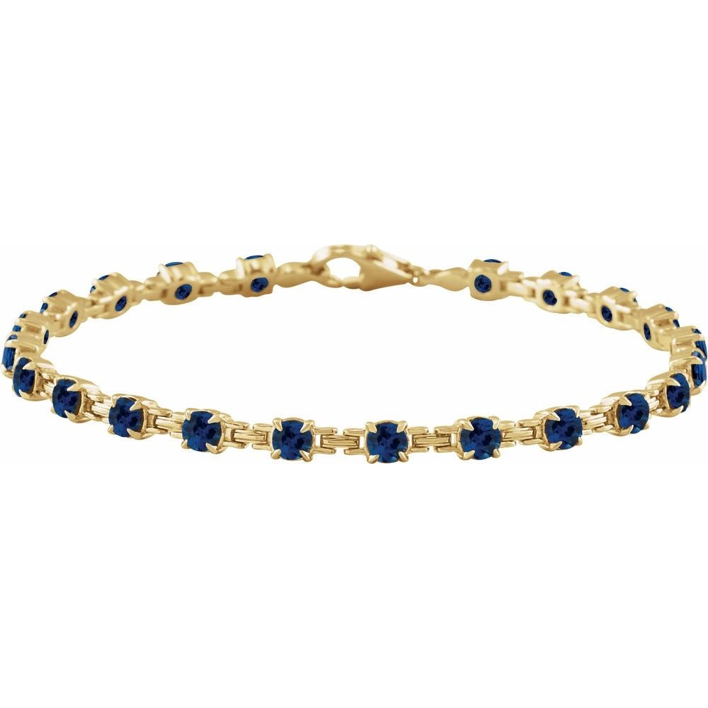 14K Gold Lab-Grown Blue Sapphire 7 1/4" Line Bracelet