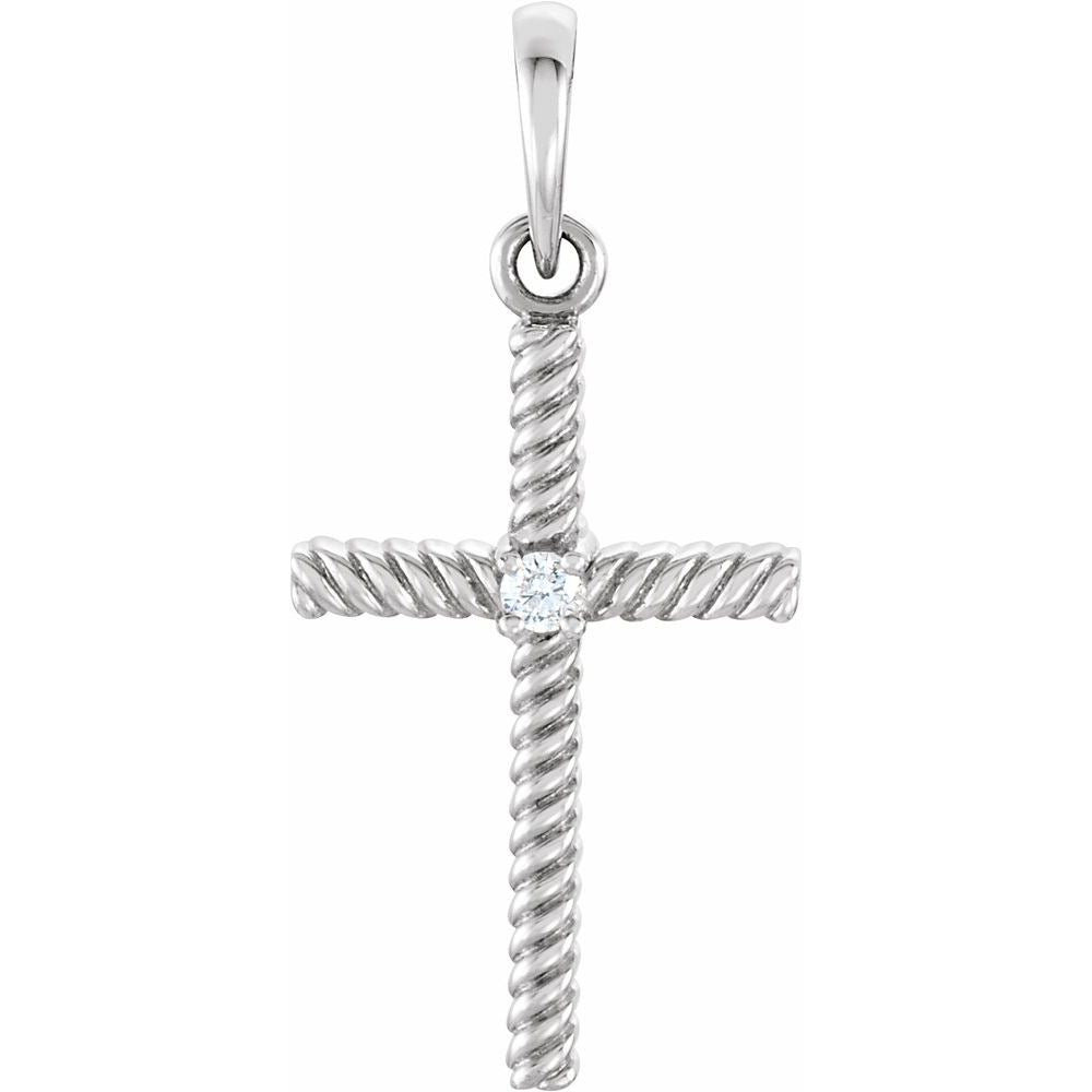 Platinum .02 CT Natural Diamond Cross Pendant