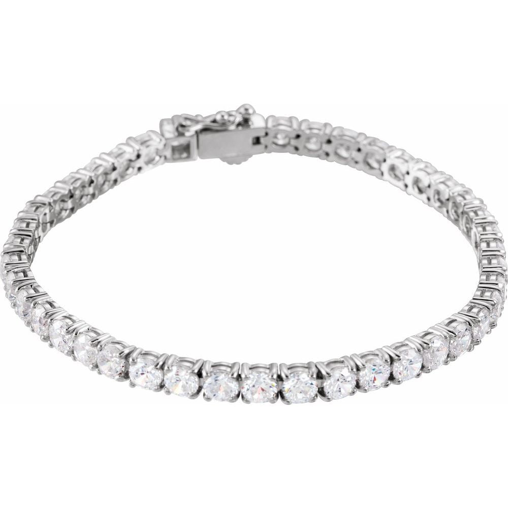 Sterling Silver Imitation White Cubic Zirconia Line 7" Bracelet