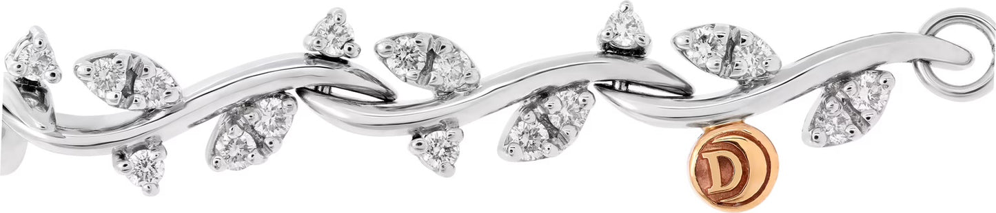 Damiani leaf petal trail diamond bracelet in 18k white gold