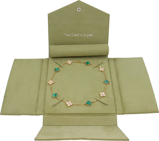 Van Cleef & Arpels Alhambra necklace with Malachite and diamonds