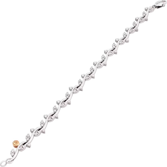 Damiani leaf petal trail diamond bracelet in 18k white gold