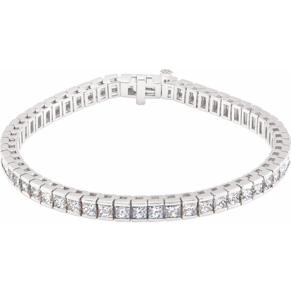 18K White Gold 9 1/3 CTW Natural SI1 Diamond Line 7" Bracelet