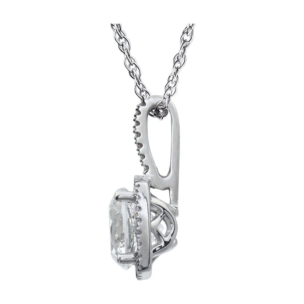 Sterling Silver 7 mm Lab-Grown White Sapphire & .015 CTW Natural Diamond 18" Necklace