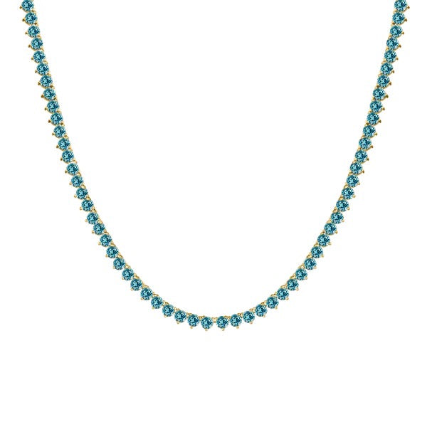 Handmade 14k AAA Aquamarine Tennis Necklace (1.75mm-4.0mm)