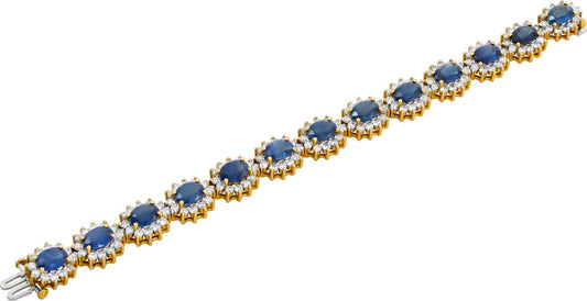 Diamond and sapphire bracelet in 14k yellow gold