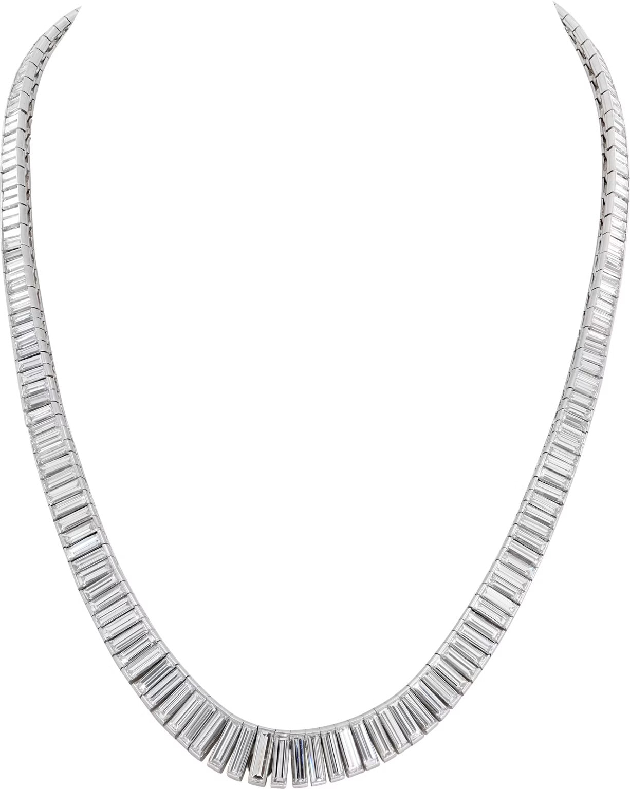 Diamond necklace in platinum approx. 20 carats in F-G color, VVS-VS clarity