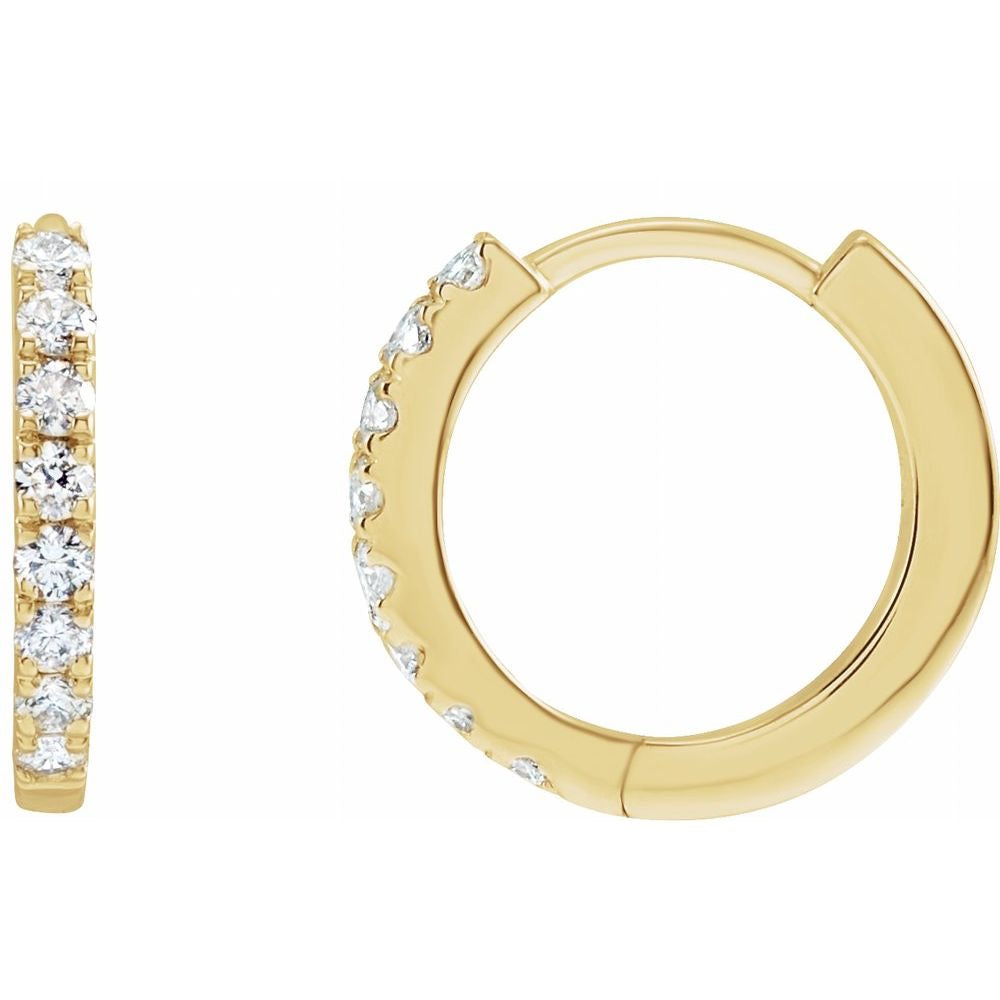 14K Gold 1/5 CTW Lab-Grown Diamond 12 mm Hoop Earrings