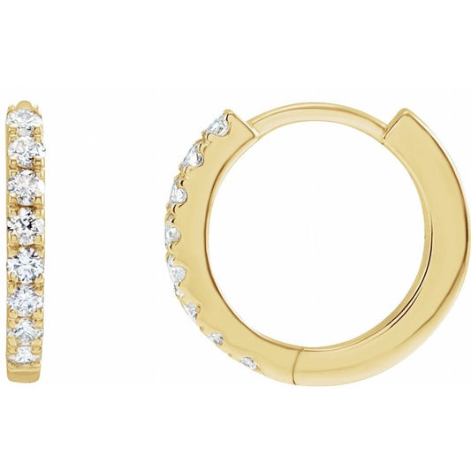 14K Gold 1/5 CTW Lab-Grown Diamond 12 mm Hoop Earrings