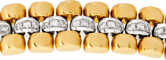 Diamonds line bracelet in 18K white and yellow gold.