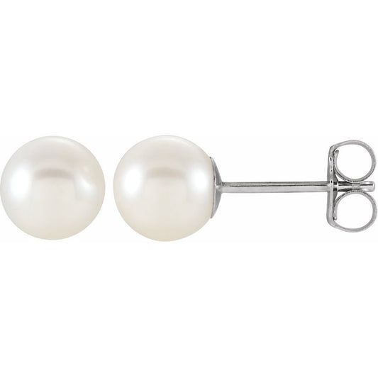 14K White Cultured White Freshwater Pearl Earrings
