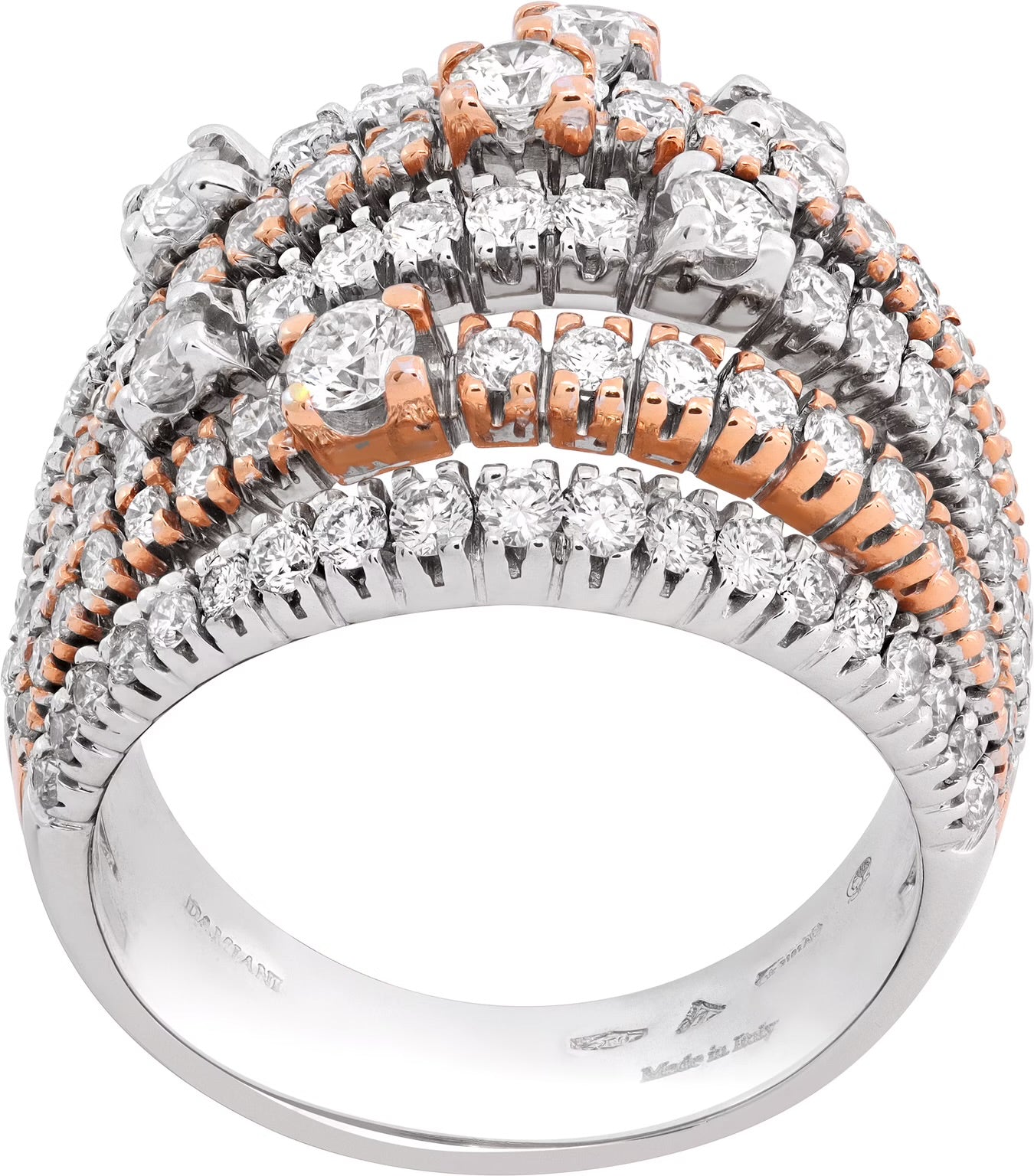 Damiani two-tone diamond ring in 18k rose and white gold