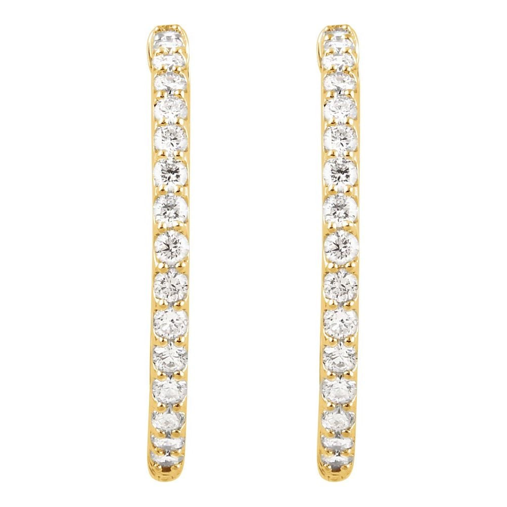 14K Gold 2 1/10 CTW Lab-Grown Diamond Inside-Outside 29.5 mm Hoop Earrings