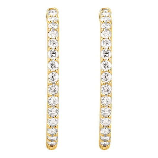 14K Gold 2 1/10 CTW Lab-Grown Diamond Inside-Outside 29.5 mm Hoop Earrings