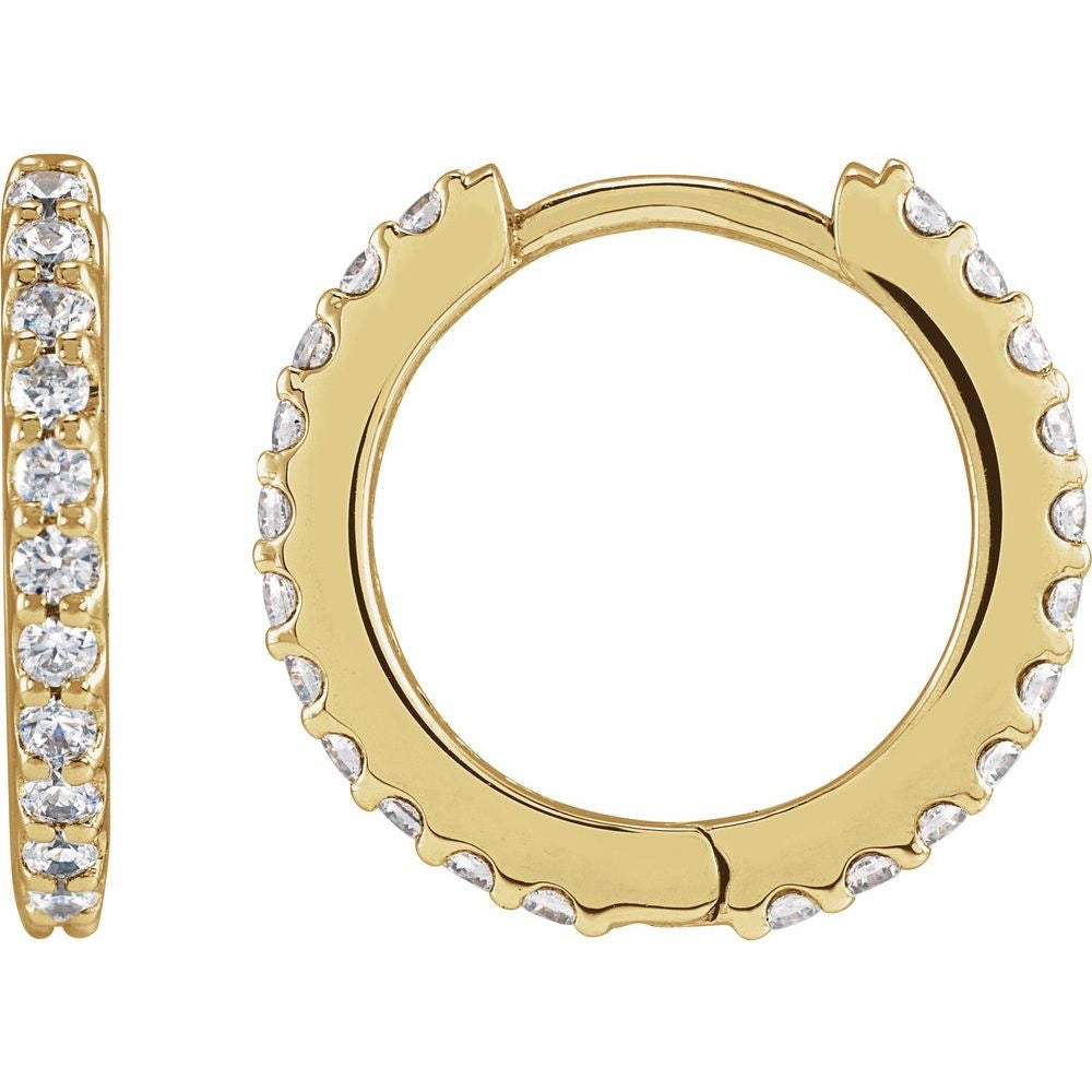 14K Gold 1/2 CTW Lab-Grown Diamond 13.64 mm Hoop Earrings