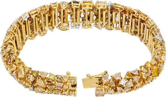 Mosaic yellow diamonds 18k yellow gold bracelet with 30.52 carats