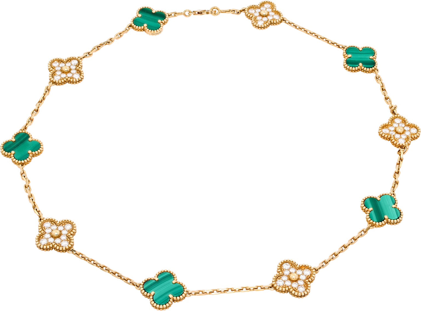 Van Cleef & Arpels Alhambra necklace with Malachite and diamonds