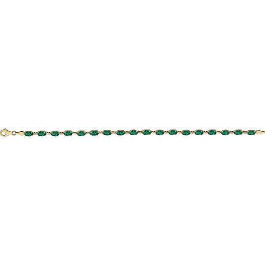 14K Gold Lab-Grown Emerald 7.25" Bracelet