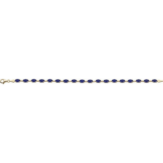 14K Gold Lab-Grown Blue Sapphire 7.25" Bracelet