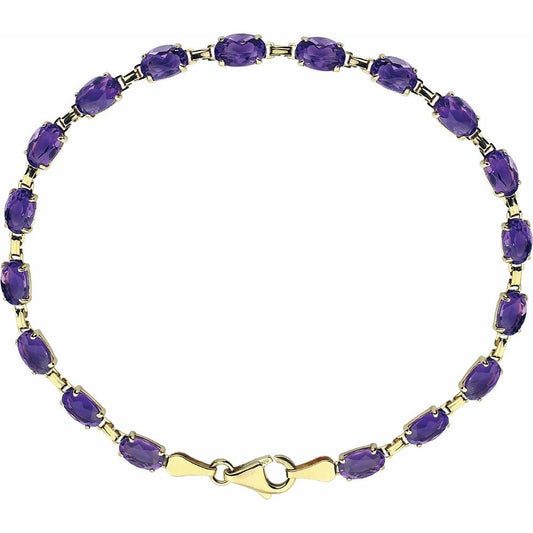 14K Gold Natural Amethyst 7.25" Bracelet