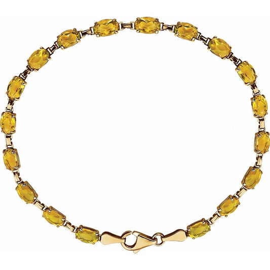 14K Gold Natural Citrine 7.25" Bracelet