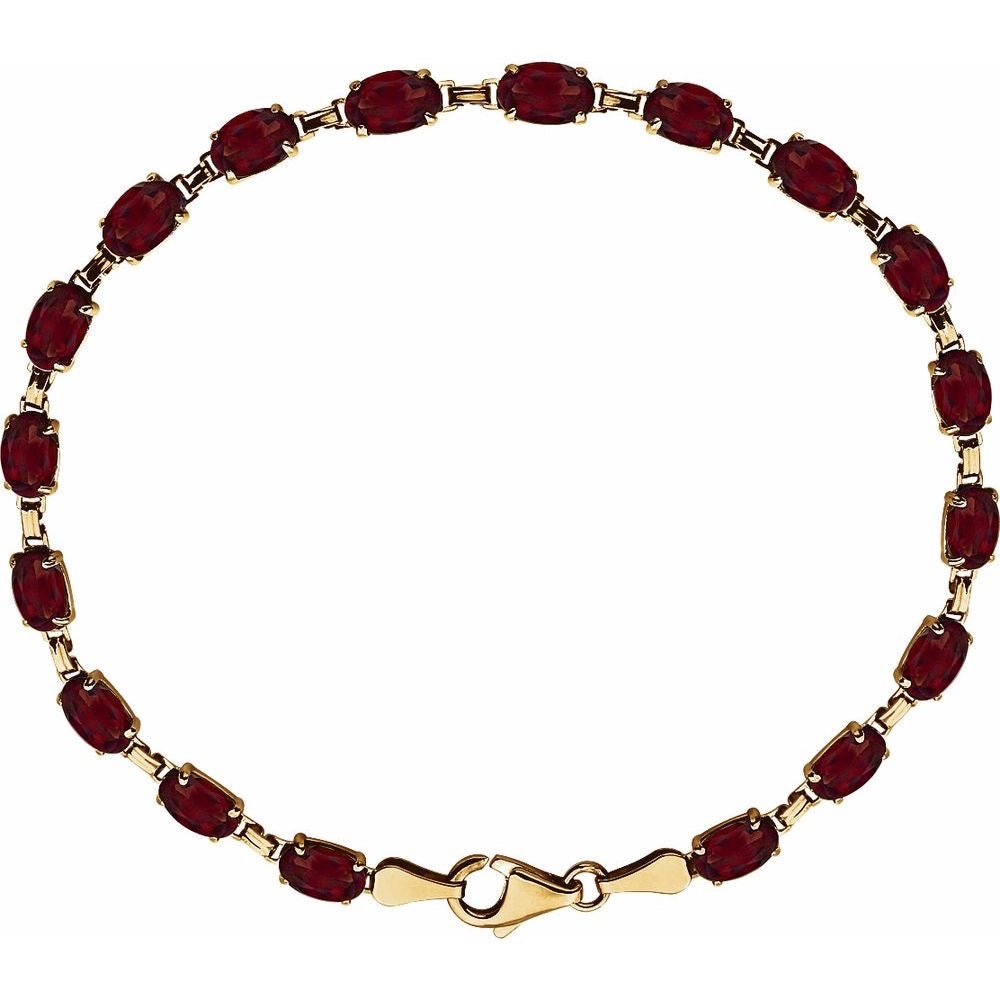 14K Gold Natural Mozambique Garnet 7.25" Bracelet