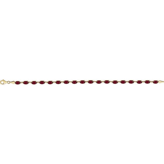 14K Gold Natural Mozambique Garnet 7.25" Bracelet