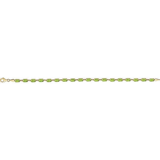 14K Gold Natural Peridot 7.25" Bracelet