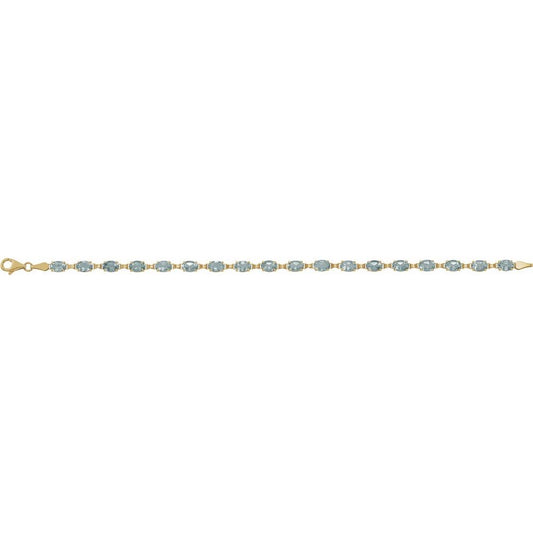 14K Gold Natural Sky Blue Topaz 7.25" Bracelet