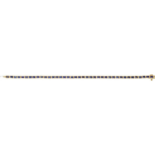 14K Gold Lab-Grown Blue Sapphire Line 7" Bracelet