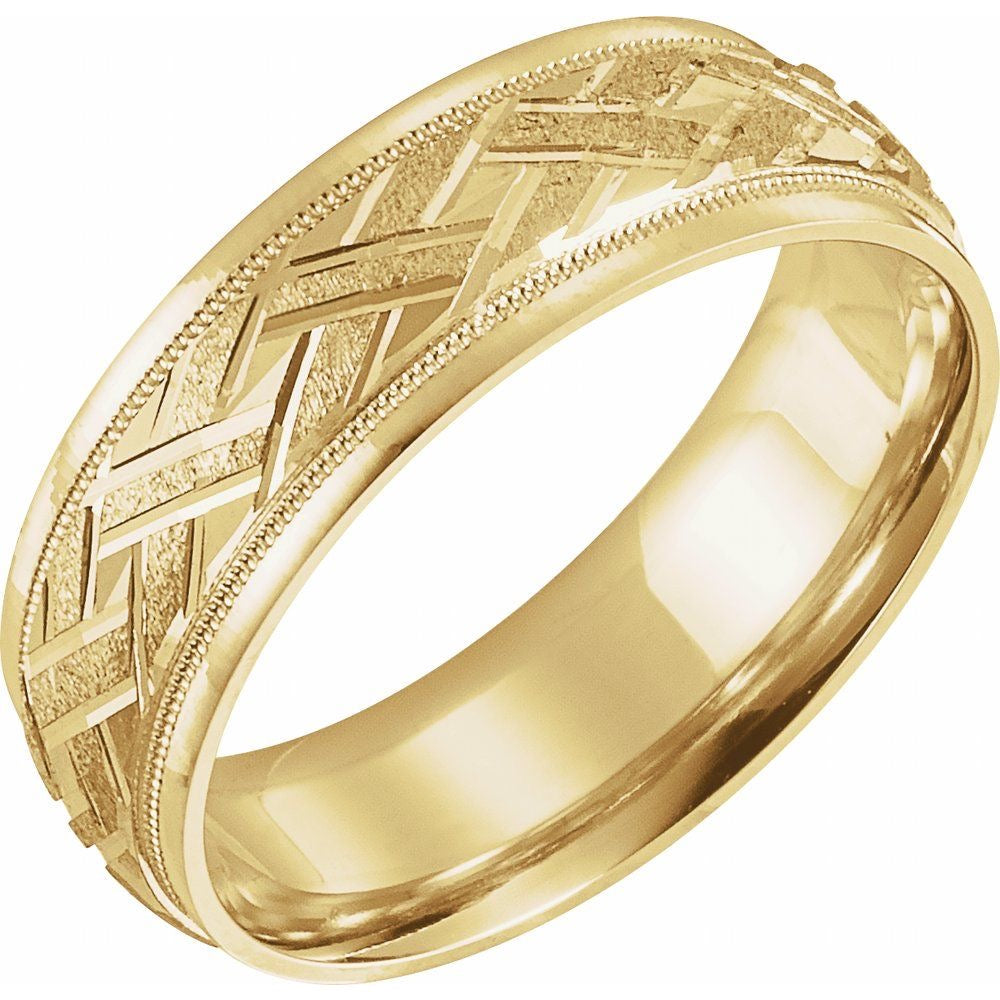 Gold Over Silver 7 mm Milgrain Woven Comfort-Fit Band Size 11