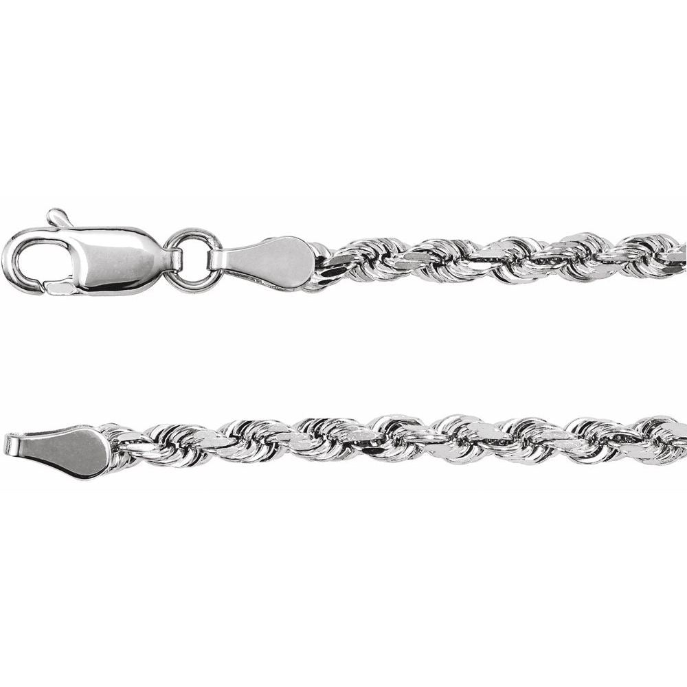 14K White Gold 2.8 mm Diamond-Cut Rope 16" Chain