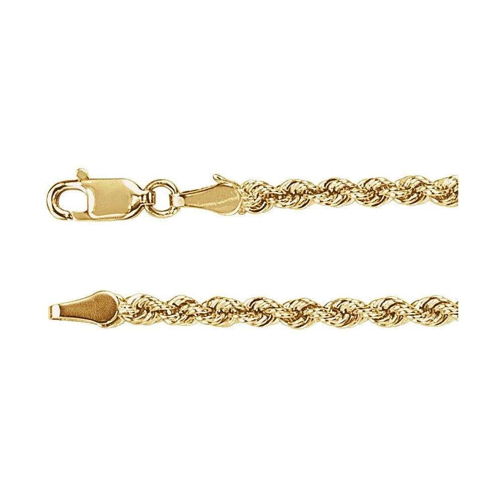 14K Gold 3 mm Rope 18" Chain