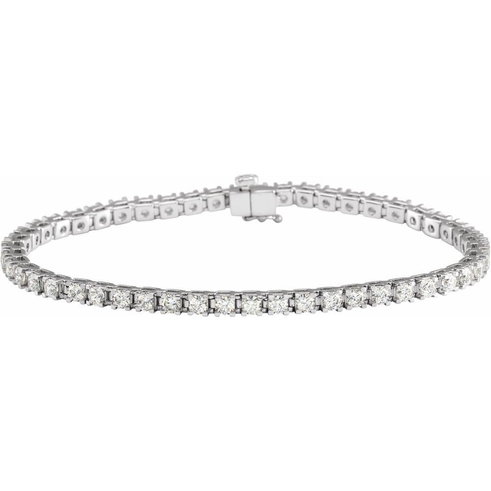 14K White Gold 3 CTW Natural I1 Diamond Line 7 1/4" Bracelet