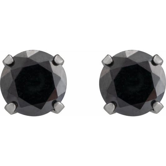 Stainless Steel 5 mm Imitation Black Cubic Zirconia Inverness® Piercing Earrings
