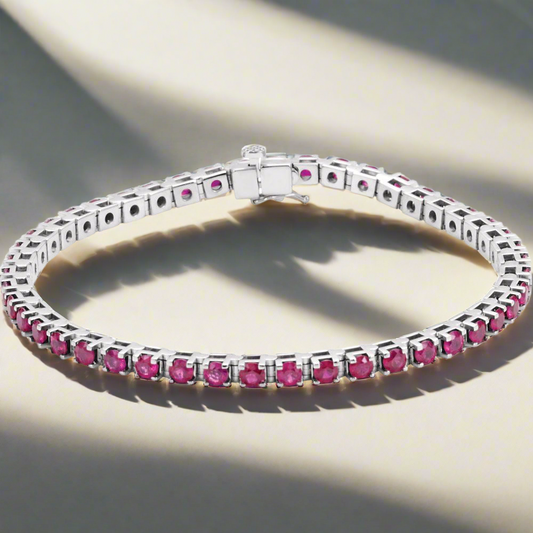 Platinum Natural Ruby Line 7" Bracelet
