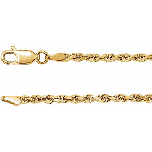 14K Gold 2.5 mm Diamond-Cut Rope 18" Chain