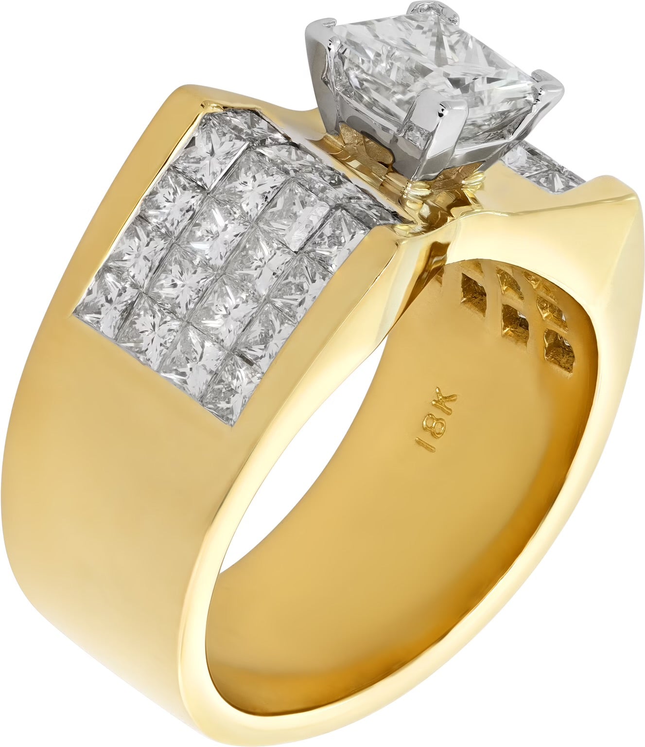 GIA certified 1.5 carat princess cut diamond (K color, VS2 clarity) ring